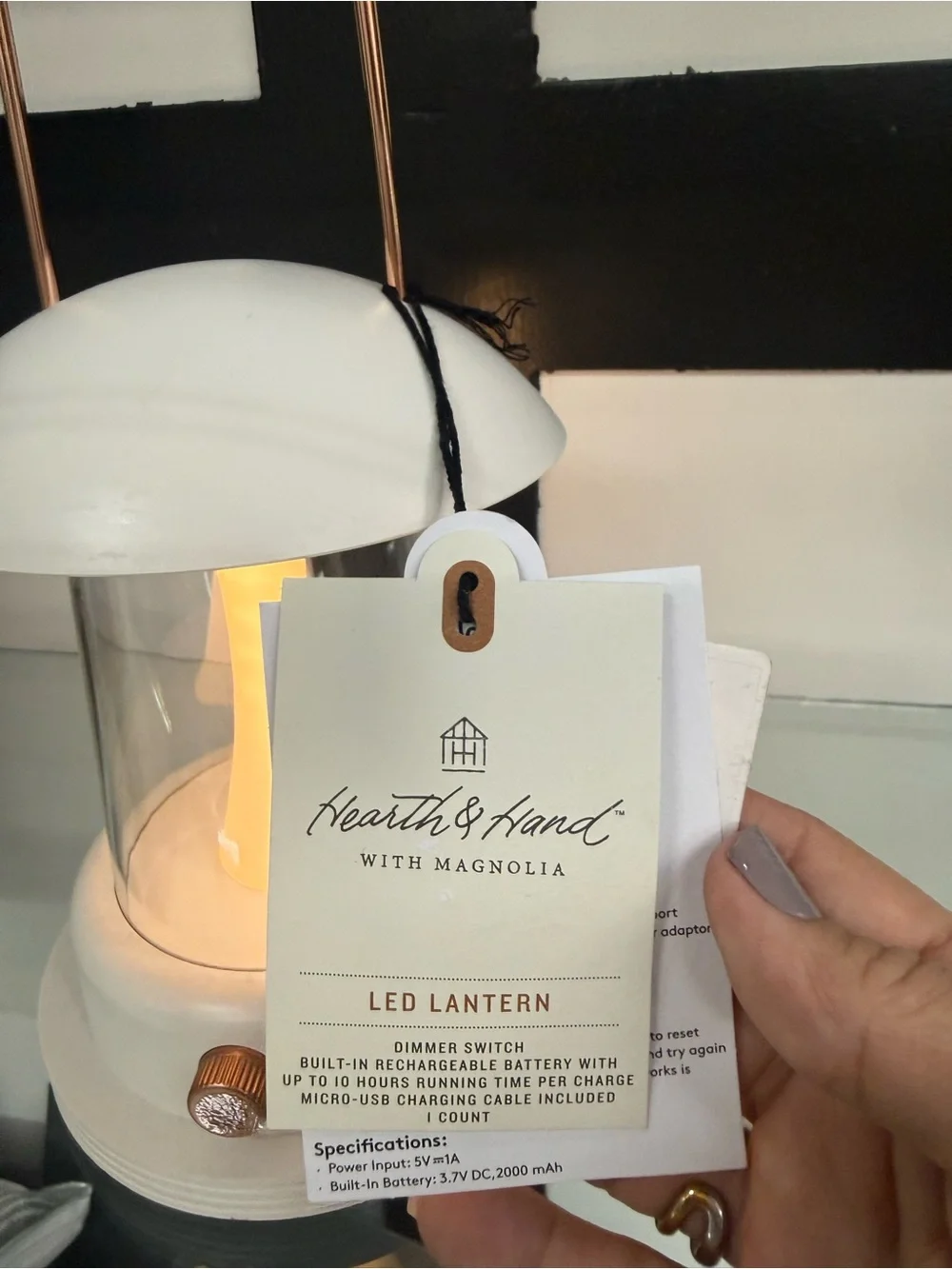 Hearth & Hand C LED Lantern - Portable Accent Light with adjustable brightness